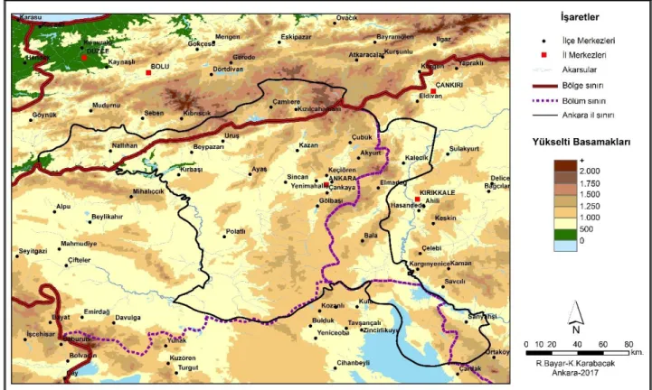 Şekil 1. Ankara ilinin coğrafi konumu 