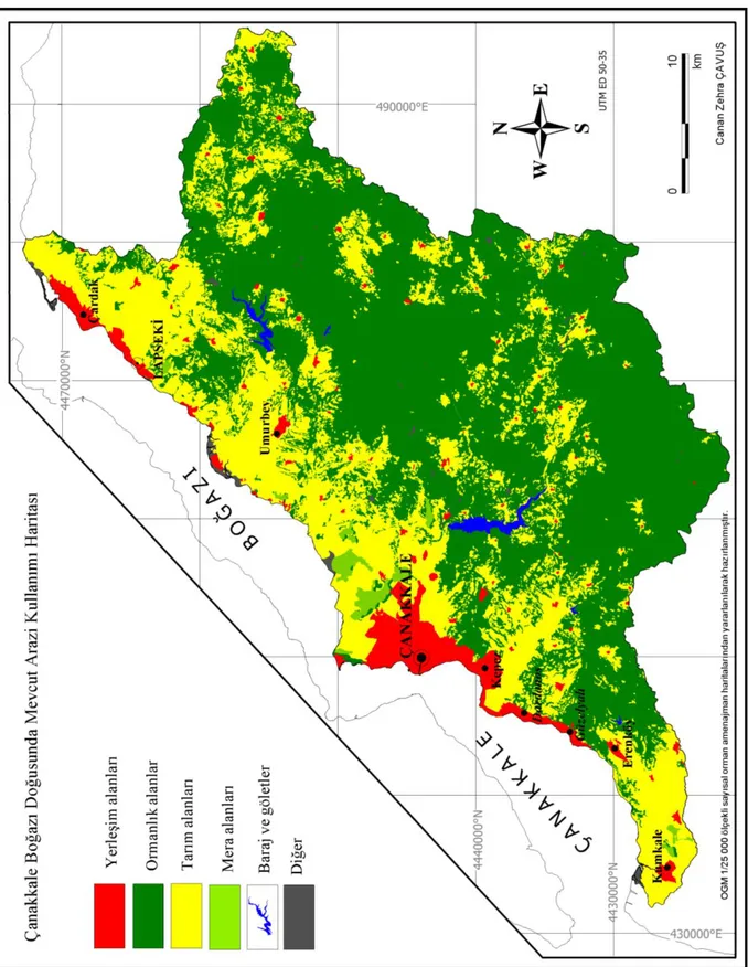 Şekil 2. Araştırma alanına ait mevcut arazi kullanım durumu (Çavuş, 2014)