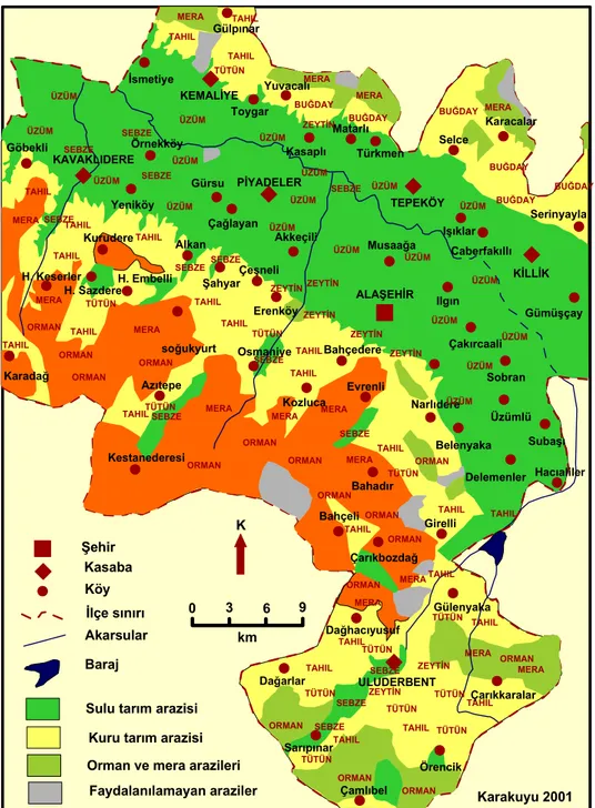 Şekil 4. Alaşehir ilçesi araziden faydalanma haritası. 
