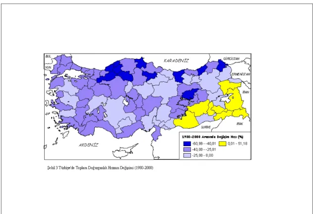 Çizelge 1.Türkiye’de toplam doğurganlık hızının, bölgelere ve oturulan yere göre görünümü.*  