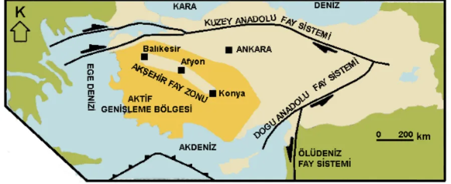 Şekil 4.  Akşehir fay sistemi  (Koçyiğit, 2002’den sadeleştirilmiştir) . 