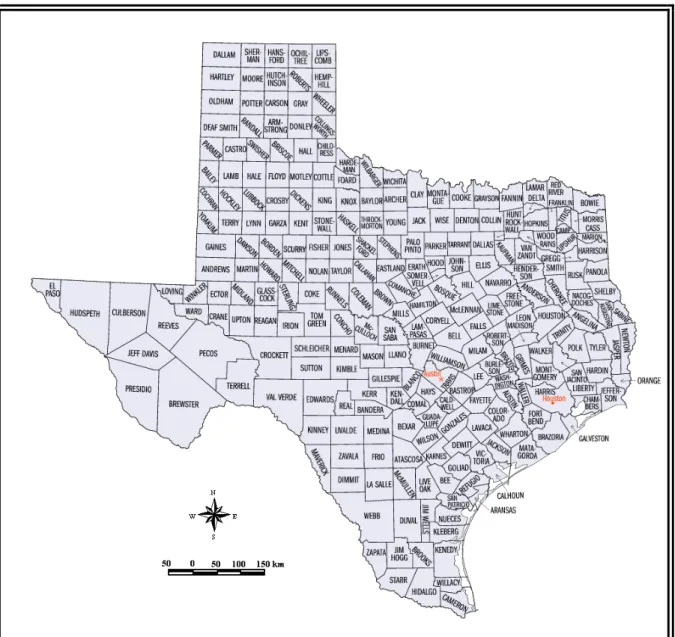 Figure 3. Map of Texas Counties 