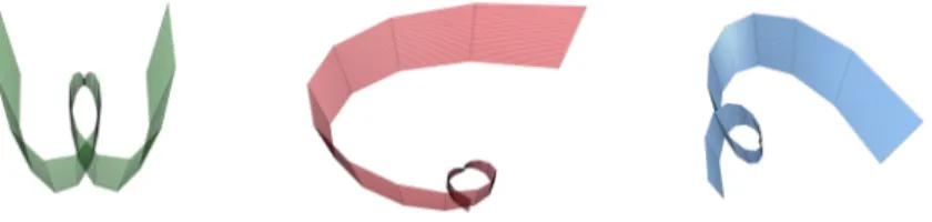 Figure 1. Some ruled surfaces generated by R 1 from left the right for