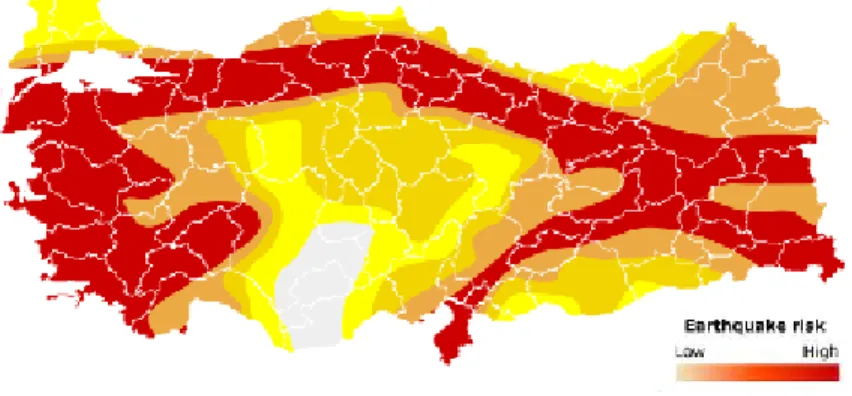 Figure 1. Earthquake zone map for Turkey ([5])