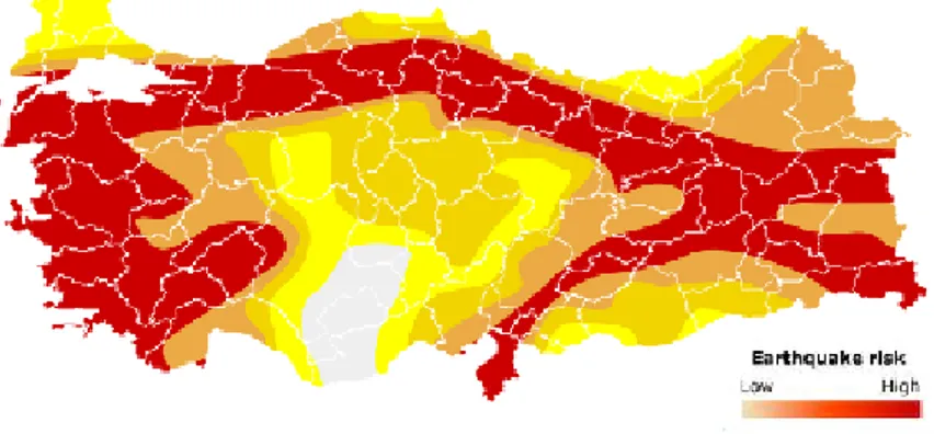 Figure 1. Earthquake zone map for Turkey ([5])