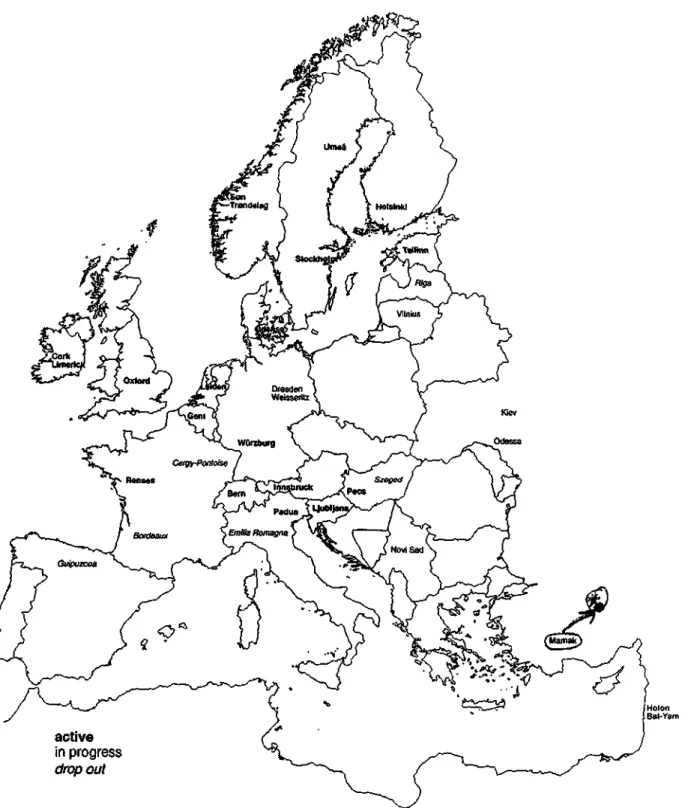 Fig. 1. Map of europe wİth participating centres. 