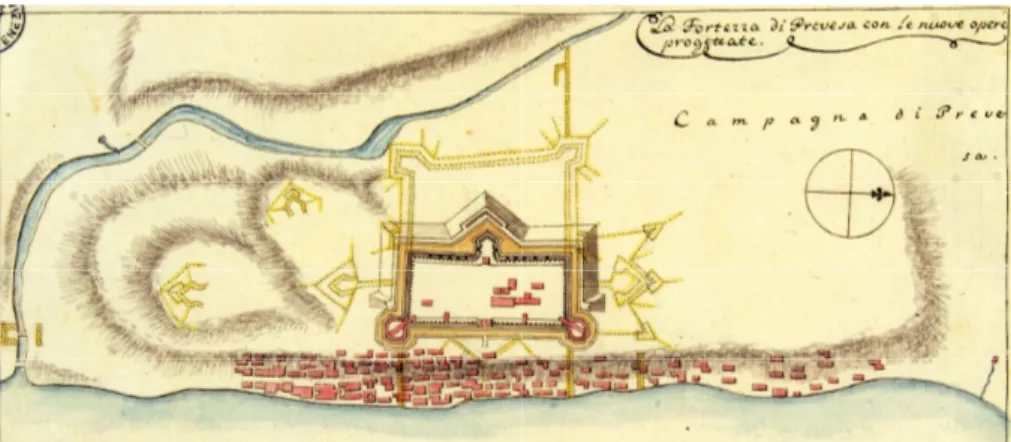 Figure 10:  The Venetian proposals for improving St. Andrew’s castle.  Manuscript drawing by Antonio Paravia