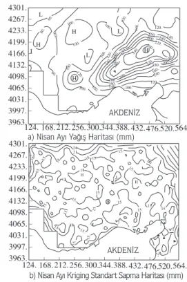 Tablo 1. K¨ uresel Tip Yarıvariogram Modeli Parametrelerinin Aylara G¨ ore De˘ gi¸simi