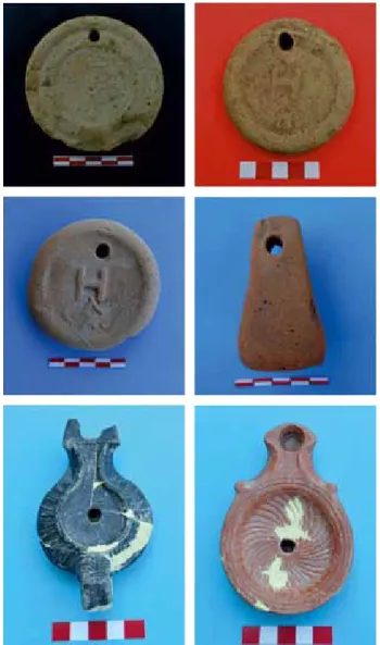 Fig.	6			Weights	and	oil	lamp	from	the	Hellenistic	and	  Roman	periods.