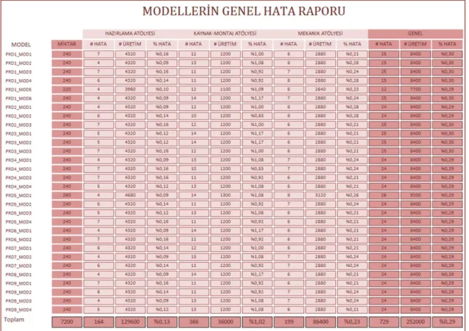 Şekil 11: Genel hata raporu 
