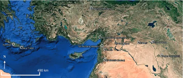 Fig. 1   The location of Tatarlı Höyük and its settlements mentioned in text