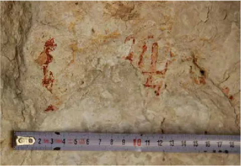 Figure 3: The paintings were drawn with red ocher, applied to the rock with bare fingers.