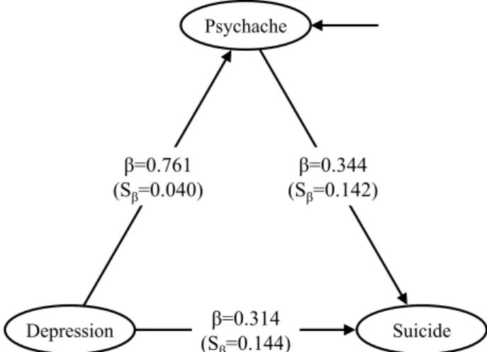 FIGURE 3. Mediating effect of psychache on the relationship between depression and suicide.