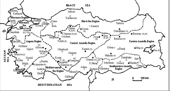 Table 1. The results of the RAMK test for pan evaporation in geographical regions of 