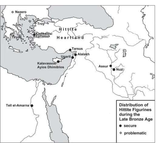 Fig. 1  Distribution of Hittite and allegedly Hittite figurines outside of Central Anatolia
