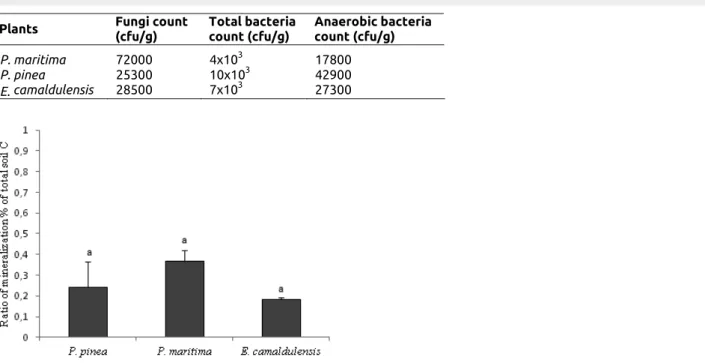 Table 2. Counts of fungi, total bacteria, and anaerobic bacteria in the soils of the three plants.