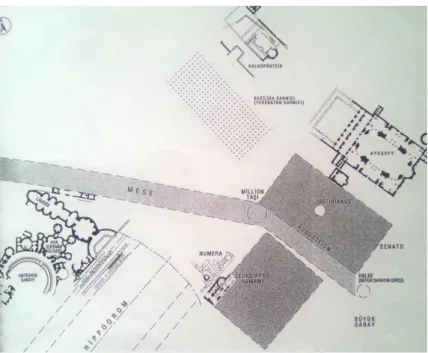 ġekil 3.12:  Augustaion ve çevresi, arkeolojik kalıntılar(Kuban, 2010: 83). 