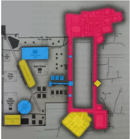 ġekil 3.17:  Devlet Sarayın planı. ġah Abbas zamanında yapılan binalar 
