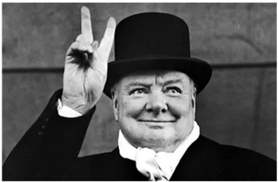 Şekil 3.7 : İngiltere Başbakanı Winston Churchill Zafer İşareti Yaparken  Kaynak:  &lt; 