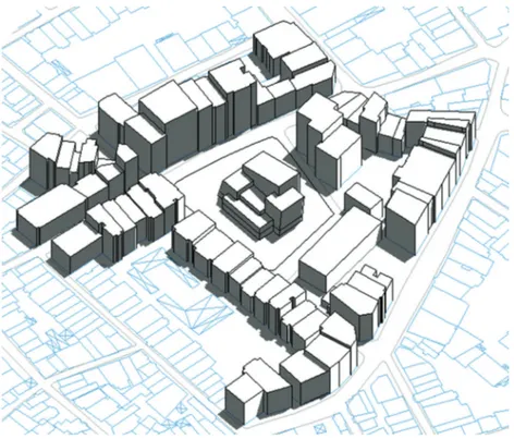 Figure 8. A Revit conceptual model containing both proposed and surrounding buildings