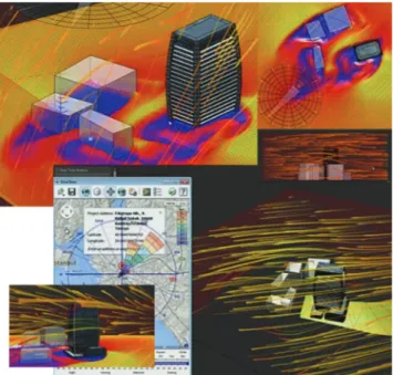 Figure 14. Demonstration of wind effects around an office building project in Autodesk Flow Design