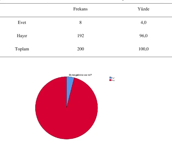 Çizelge 9: Esnaf ve Sanatkârın Ek Geliri Olma Durumuna Göre Dağılımı 