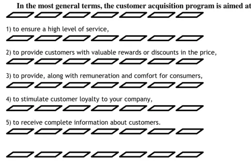 Figure 3.2: In the most general terms, the customer acquisition program is aimed at  All  this  information  can  be  the  basis  for  cross-selling  sales  of  other  goods  and  services,  as  well  as  for  bringing  the  level  of  services  and  quali