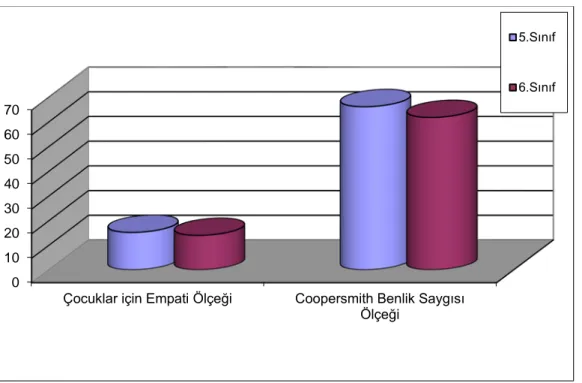 Şekil 4.6: Çocuklar İçin Empati Ölçeği, Coopersmith Benlik Saygısı Ölçeği Sınıf  Gruplarına Göre Grafiklendirilmesi 