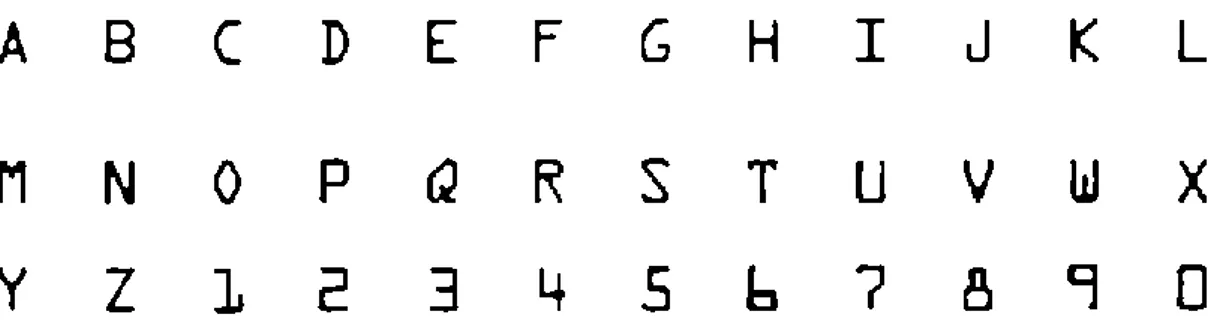 Şekil 2.1 Amerika Karakter Standarttı OCR-A