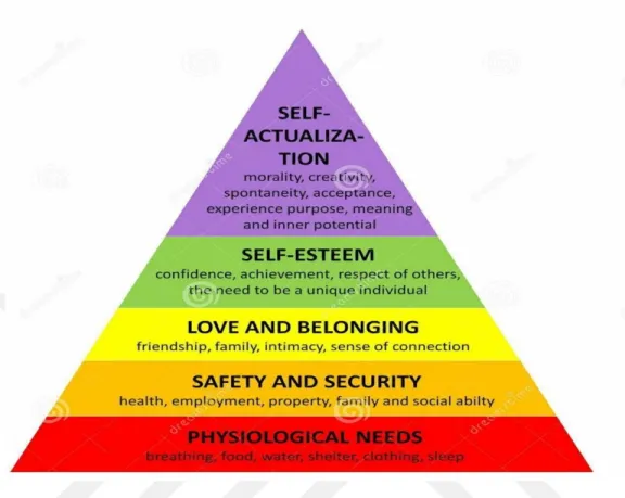 Figure 3.1 : Pyramid illustrating the Maslow's Hierarchy of Needs. 