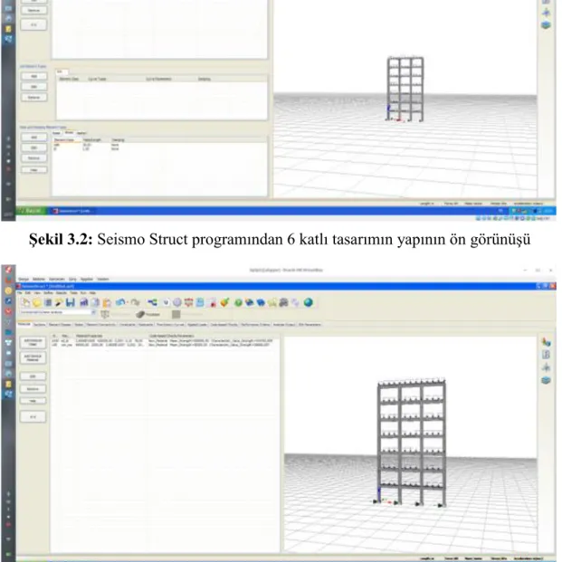ġekil 3.3: Seismo Struct programından 6 katlı tasarımın yapının çelik ve betonarme  bilgilerinin ön görünüĢü 