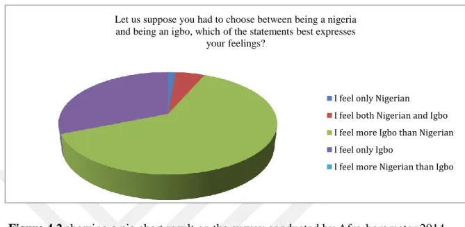 Figure 4.2 showing a pie chart result on the survey conducted by Afro-barometer 2014  around Southeast Nigeria