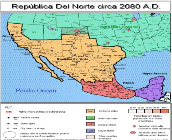 Figure 5.7 Mexico - the new Aztlan according to the forecasts of nationalists  by 2080 