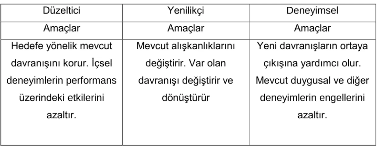 Tablo 1. Öz Kontrol Türleri 