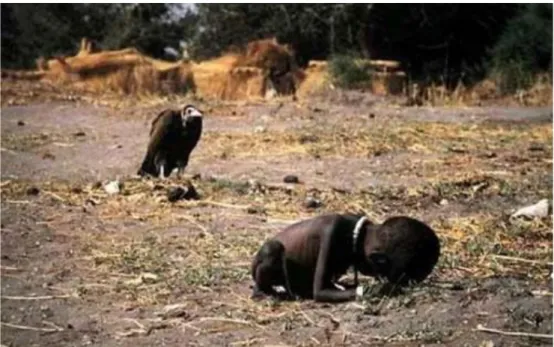 Şekil 7.  Kevin Carter’ın Pulitzer Ödülü kazandığı fotoğraf. 