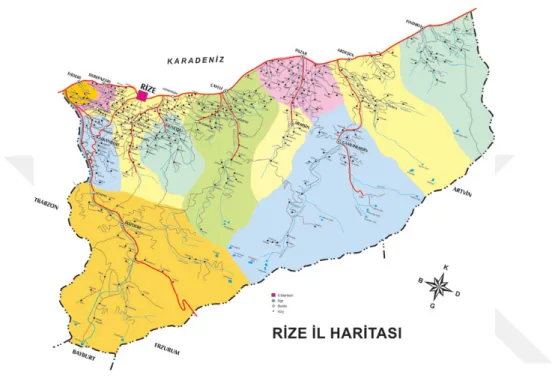 Şekil 3.2: Rize il sınırları (URL 3) 