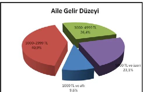 Tablo 6. Araştırmaya Katılan Bireylerin Aile Gelir Düzeyi Dağılımı 