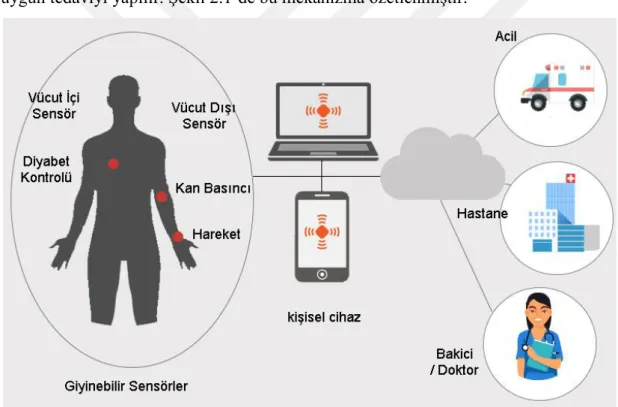 Şekil 2.1 Tipik WBAN Mimarisi 