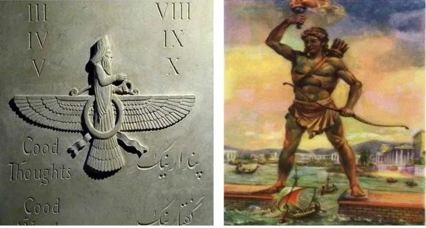 Şekil 2.1: Ahura Mazda (solda) ve Helios (sağda) 