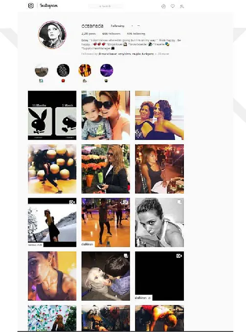 Şekil 4.6::Instagram’da X kuşağı olarak kategorilendirdiğimiz bir kullanıcının  paylaşımları