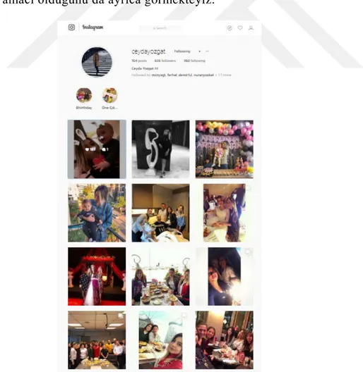 Şekil 4.8: Instagram’da Z kuşağı olarak kategorilendirdiğimiz bir kullanıcının  paylaşımları 