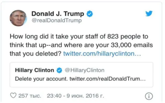 ġekil 4.4: Trump`ın 9 Haziran 2016 tarihli Tweeti 