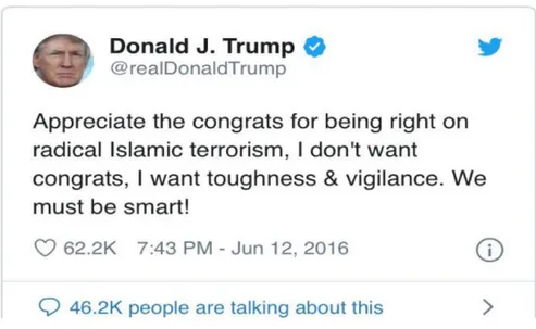 ġekil 4.8: Trump`ın 12 Haziran 2016 tarihli Tweeti 