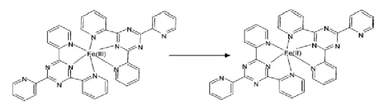Şekil 2.7: Fe(III)- TPTZ + indirgen antioksidan         Fe(II) – TPTZ (595 nm  de şiddetli mavi renk) 