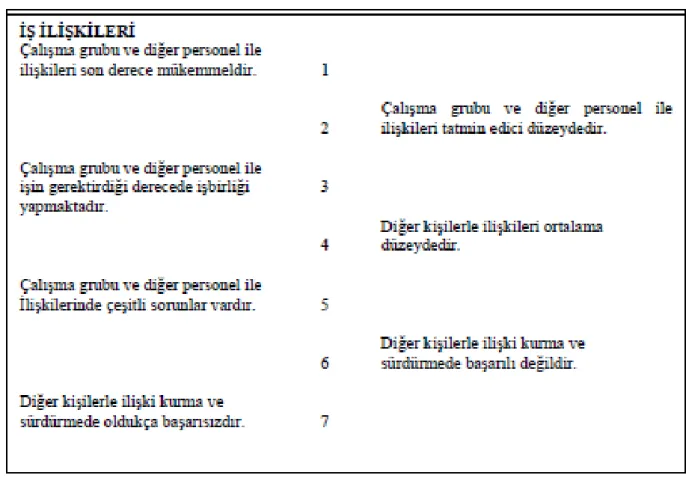 Tablo 6: Davranışa Dayalı Puanlandırma Cetveli 