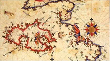 Figure 3. Ayvalık Map of Piri Reis [13] 