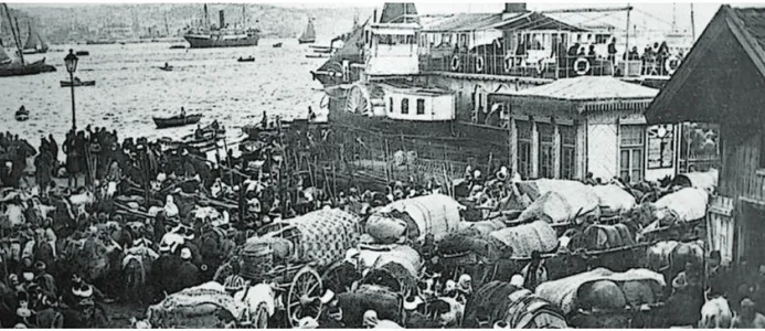 Figure 4. The refugees who were obliged to pass to the opposite coast during the exchange [21]  There were 18 olive oil factories and 13 soap factories in Ayvalık in 1938