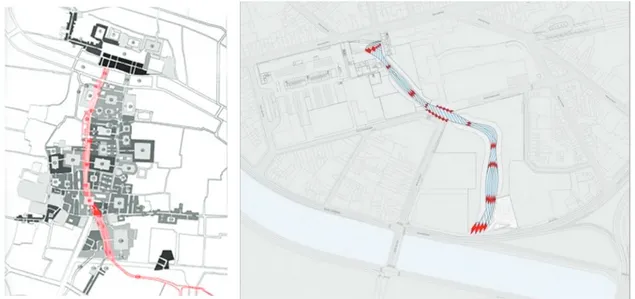 Figure 1. Schematic plan of Tabriz Bazaar in the left and Mediacite shopping center in the right