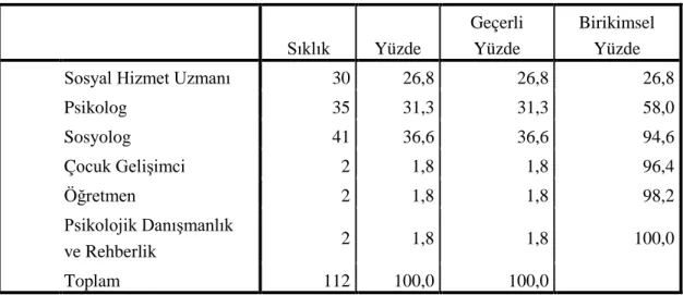 Çizelge  8. Katılımcıların Meslekleri 