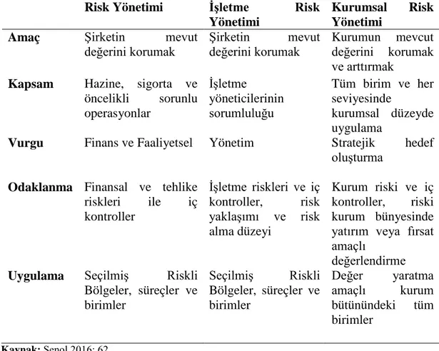 Çizelge 3.1.  Risk Yönetiminin Gelişimi 